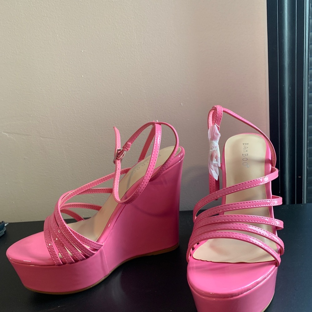Pink strap Wedges